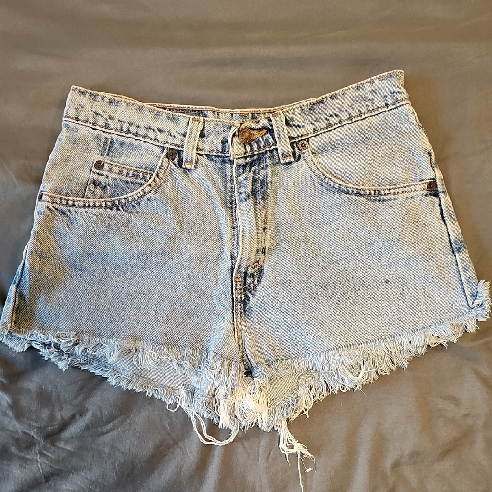 Levi's Light Blue Frayed Jean Shorts